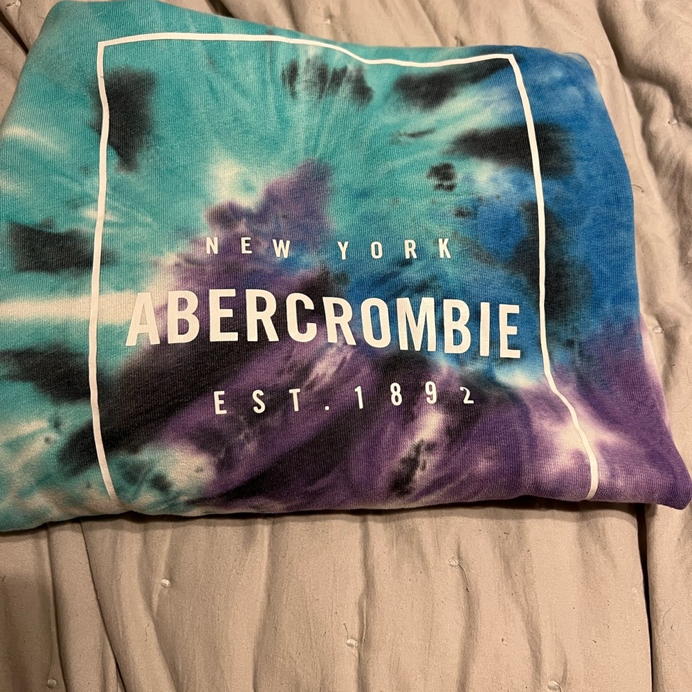 - Abercrombie kids 15/16 boys teal, purple, and blue tie-dye hoodie